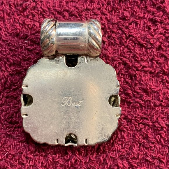 Best Signed Silvertone Black Onyx Pendant Charm. (393) - Picture 5 of 6